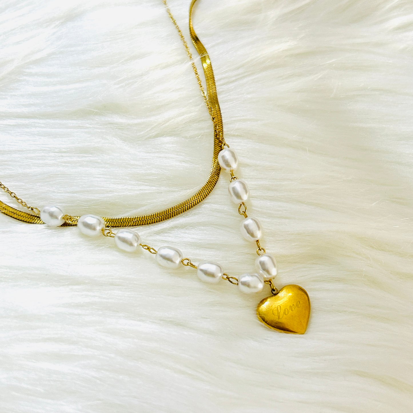 Heart & Pearl Multilayer Necklace