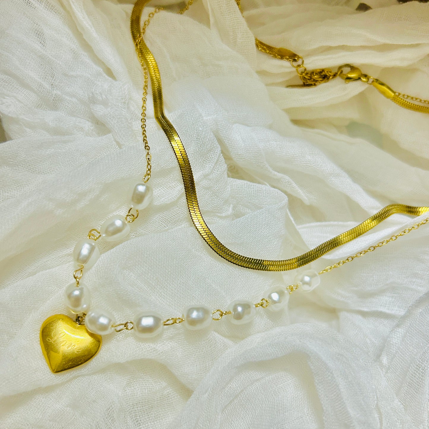 Heart & Pearl Multilayer Necklace