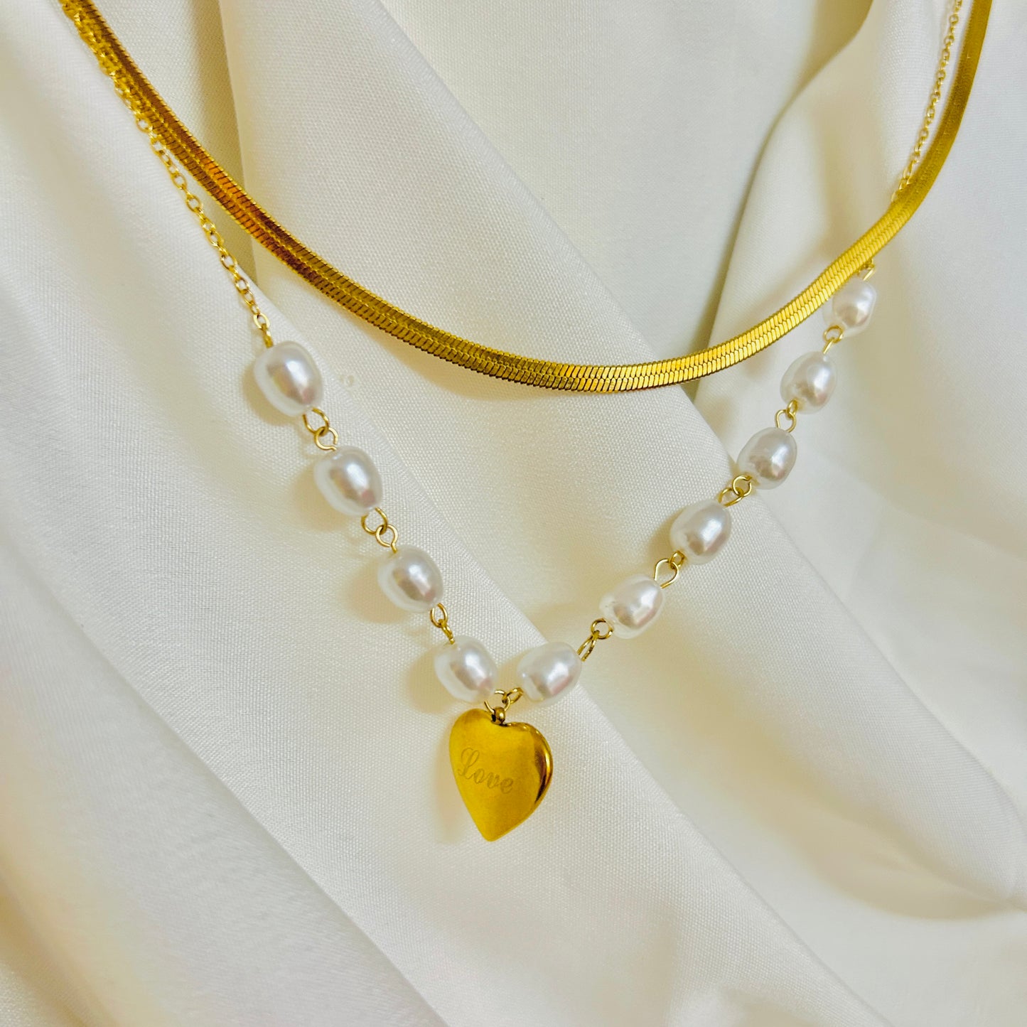 Heart & Pearl Multilayer Necklace