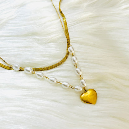 Heart & Pearl Multilayer Necklace