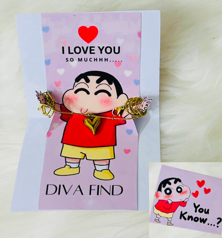 Shinchan Popup Card with Necklace