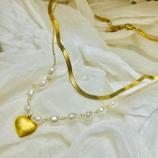 Heart & Pearl Multilayer Necklace