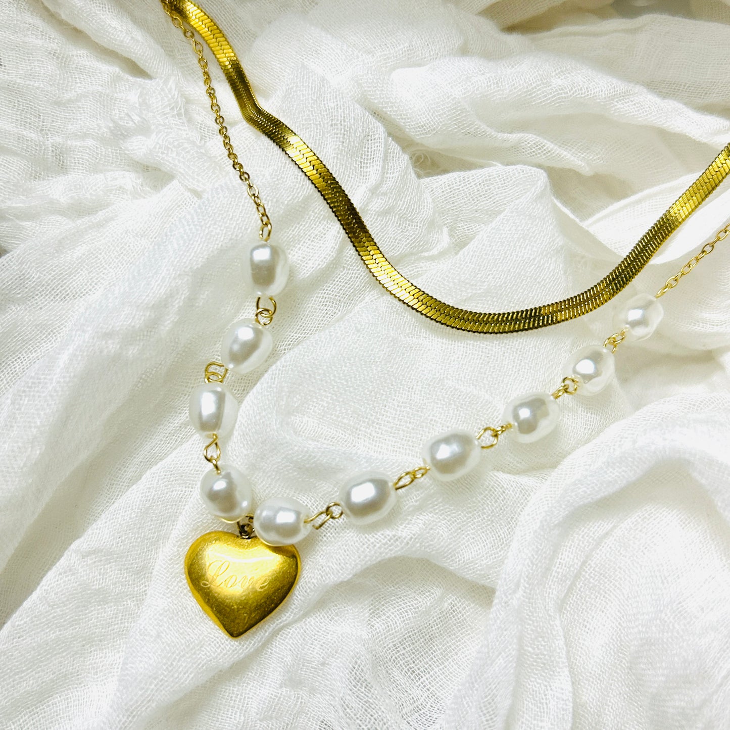 Heart & Pearl Multilayer Necklace