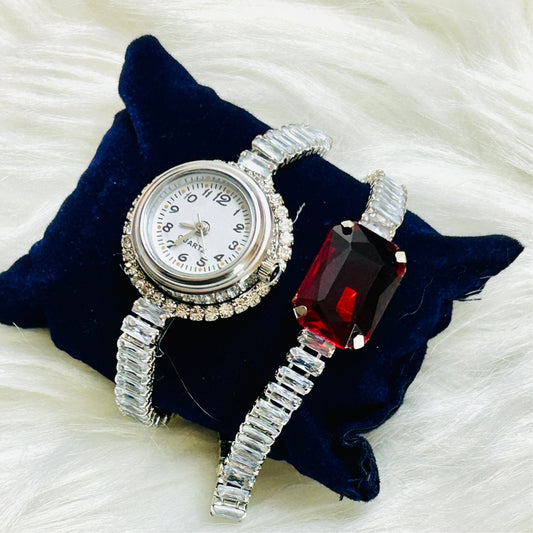 Ruby Diva Two Layered Bracelet Watch