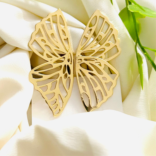 Gold Polish Butterfly Earrings
