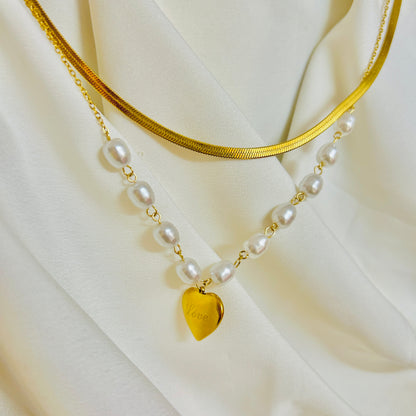 Heart & Pearl Multilayer Necklace