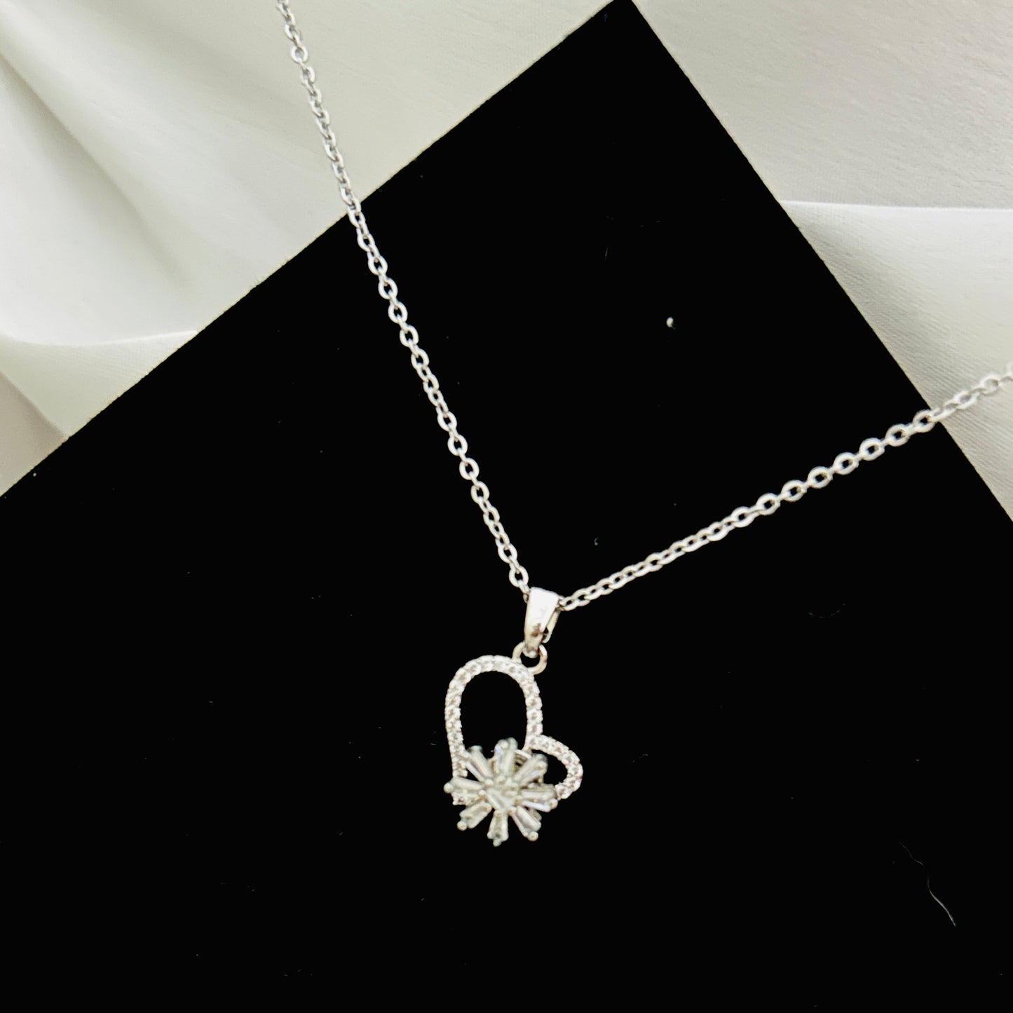 Rotating Heart Of Silver Necklace