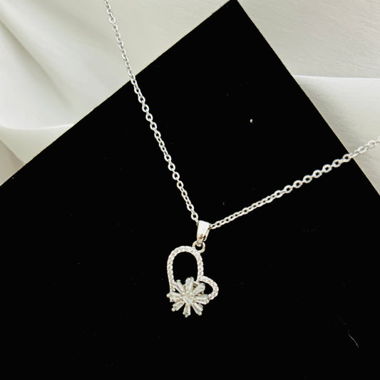 Rotating Heart Of Silver Necklace