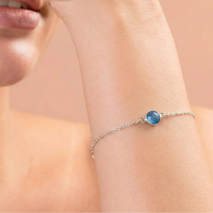 Serene Blue Tourmaline Sterling Silver Bracelet