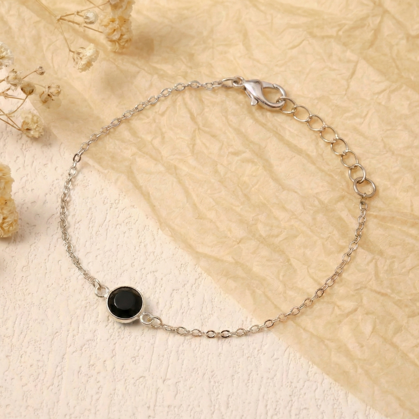 Noir Sterling Silver Black Tourmaline Bracelet