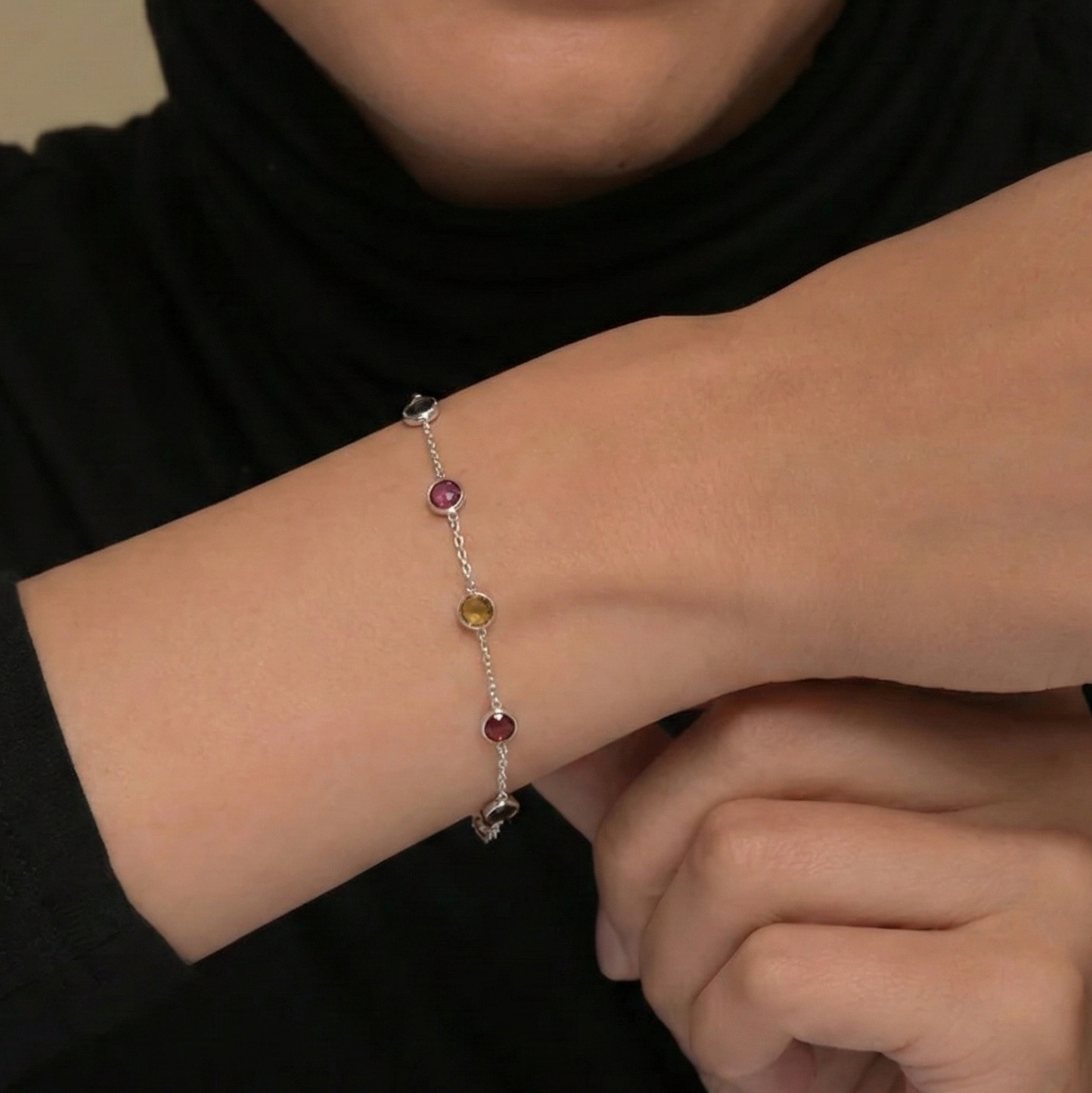 The Kaleidoscope Sterling Silver Tourmaline Bracelet